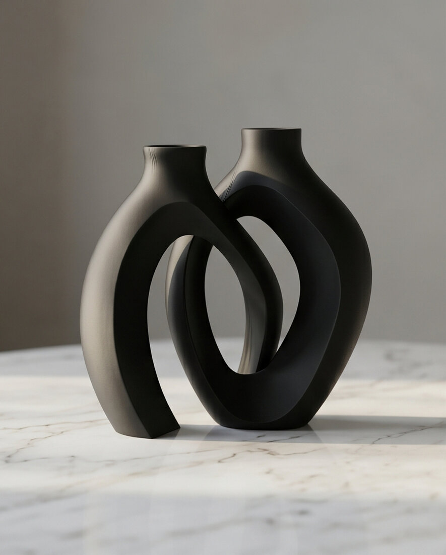 Modern Twisted Vase — Black